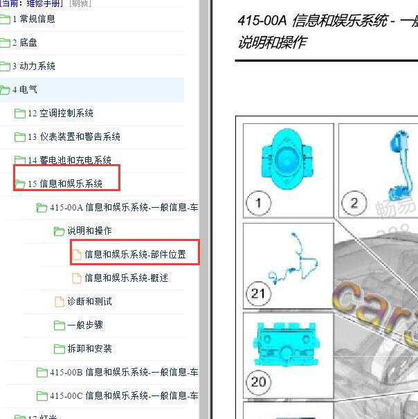 2017-2018年林肯大陆 多媒体信息系统部件位置.