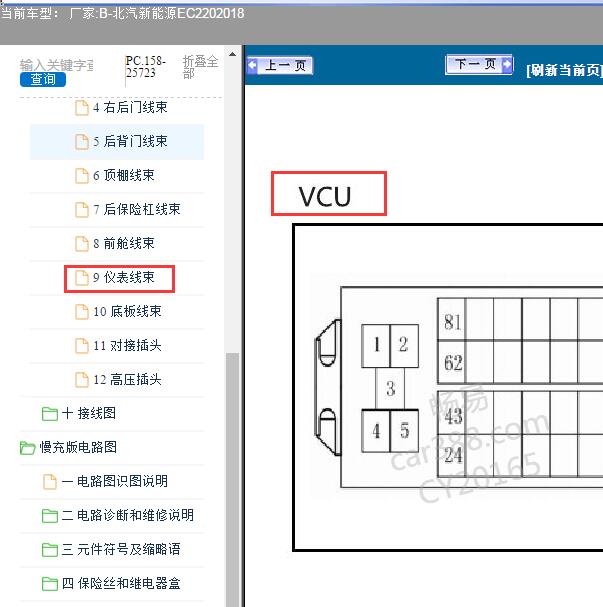 2018年北汽新能源EC22 VCU针脚