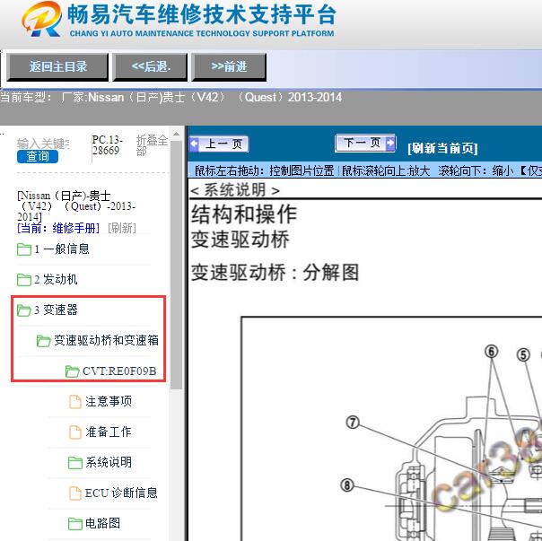 2013-2014年Nissan（日产)-贵士（V42） （Quest）变速器维修手册