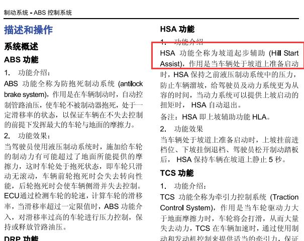 2018年猎豹CS10坡道辅助资料