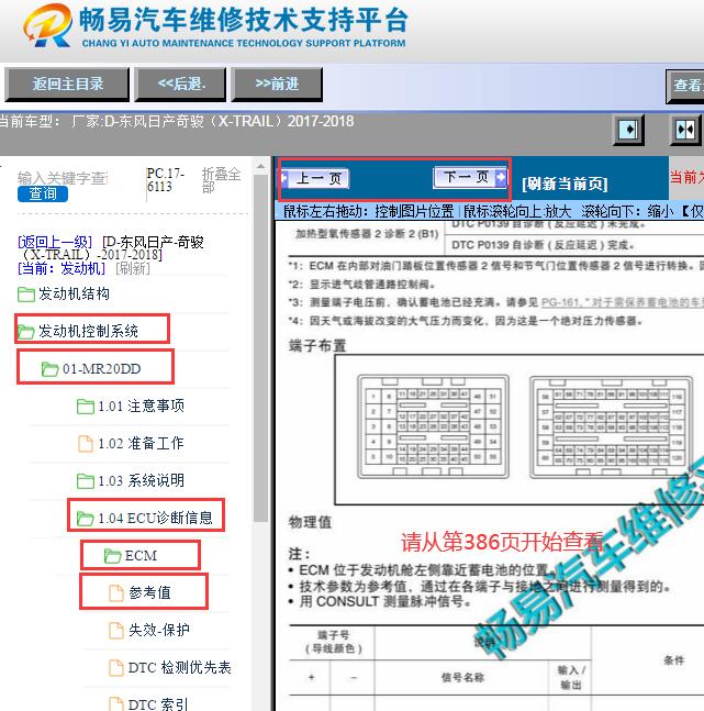2017-2018年日产奇骏发动机针脚资料
