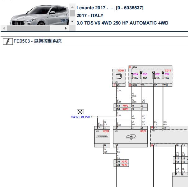 2017年玛莎拉蒂莱万特悬架电路图