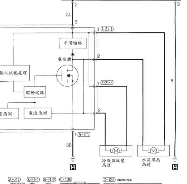 东南汽车 4G18发动机冷却系统电路图