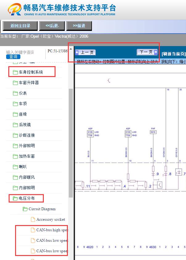 2006年欧宝威达  CAN总线电路图，车身电路图