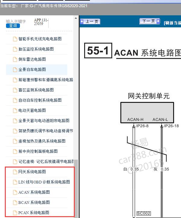 2020年传祺GS8网络电路图
