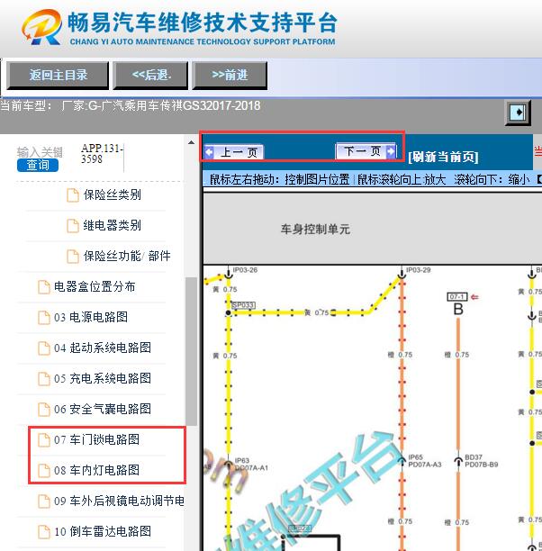 2017-2018年广汽传祺GS3车身相关电路图