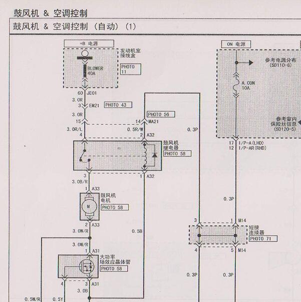 2007年起亚佳乐鼓风机电路图