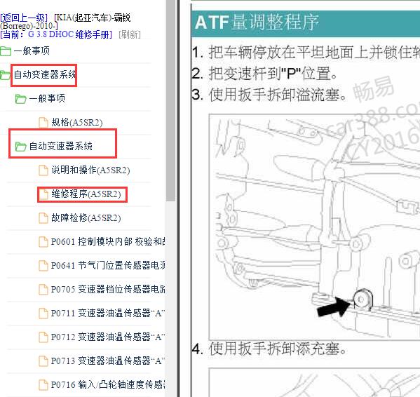 2009-2012年起亚霸锐放油位置