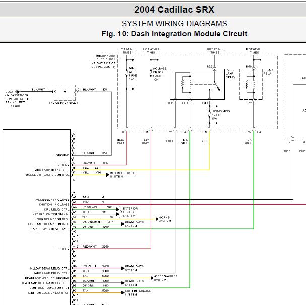 2004年凯迪拉克SRX 车身电路图
