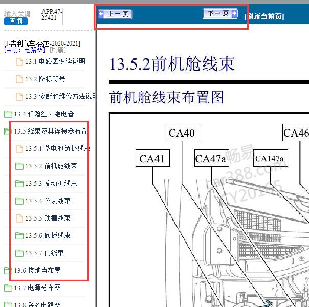 2020-2021年吉利豪越全车节点位置