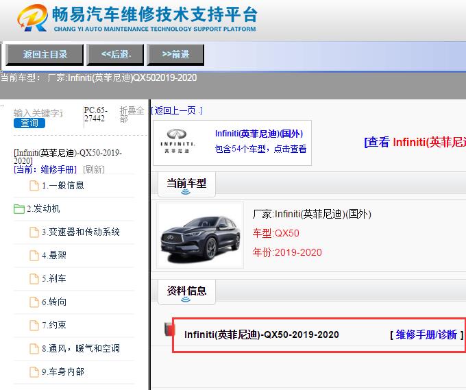 2019-2020年英菲尼迪QX50维修手册