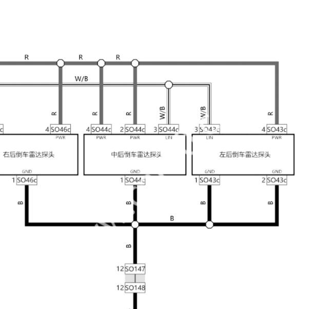 2021年吉利帝豪S 倒车雷达电路图