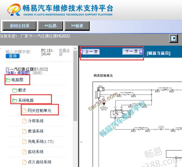2022年一汽红旗H5网关电路图