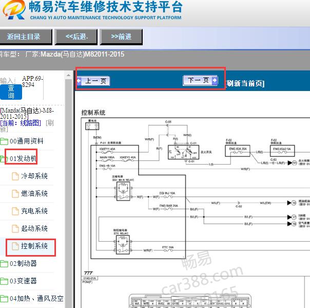 2011-2015年马自达M8发动机电路图