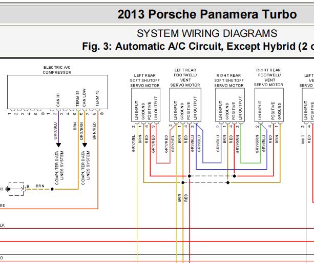 2013年保时捷帕拉梅拉turbo 空调压缩机电路图