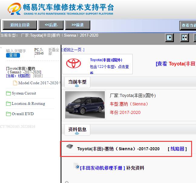 Toyota(丰田)-塞纳（Sienna）-2017-2020[ 线路图 ]