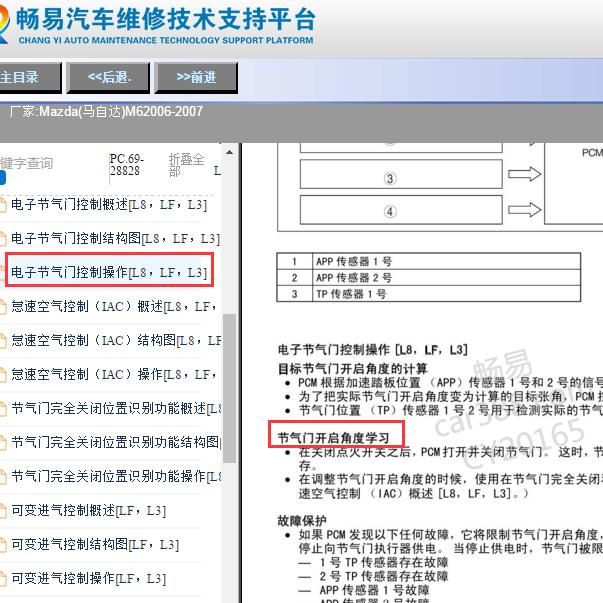 2006-2007年马自达M6节气门匹配