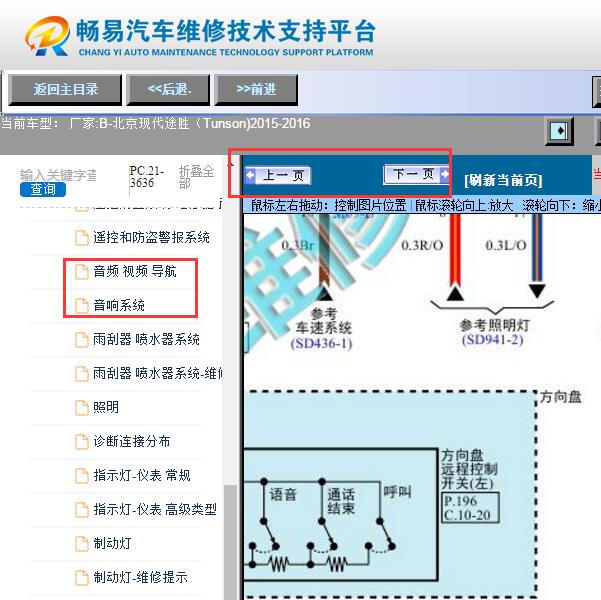 2016年现代途胜  方向盘按键电路图