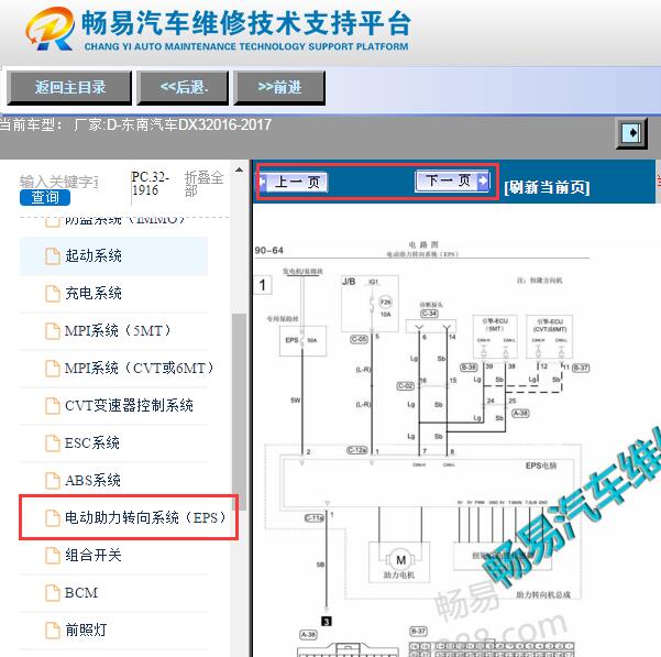 2016-2017年东南DX3转向助力电路图