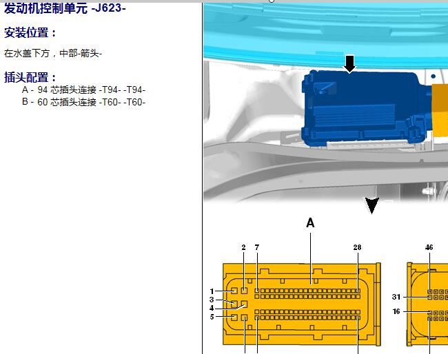 2010年大众CC发动机针脚和电路图