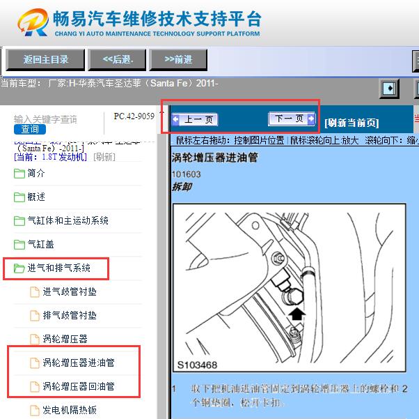 2011年华泰圣达菲  涡轮增压器连接图资料