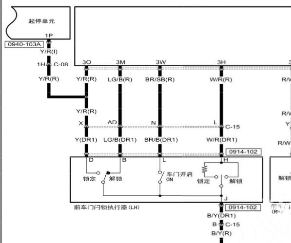 2019年马自达CX-5门锁电路图