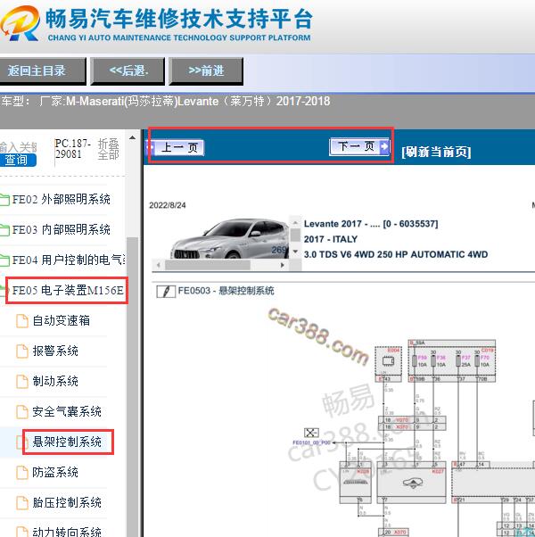 2017-2018年玛莎拉蒂莱万特悬架电路图