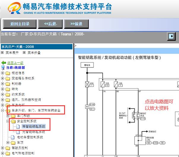 2008年日产天籁无钥匙系统电路图