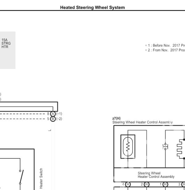 2015年丰田塞纳  方向盘加热电路图