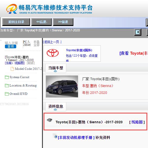 Toyota(丰田)-塞纳（Sienna）-2017-2020[ 线路图 ]