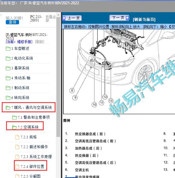 2021-2022年睿蓝汽车-枫叶80V空调部件位置