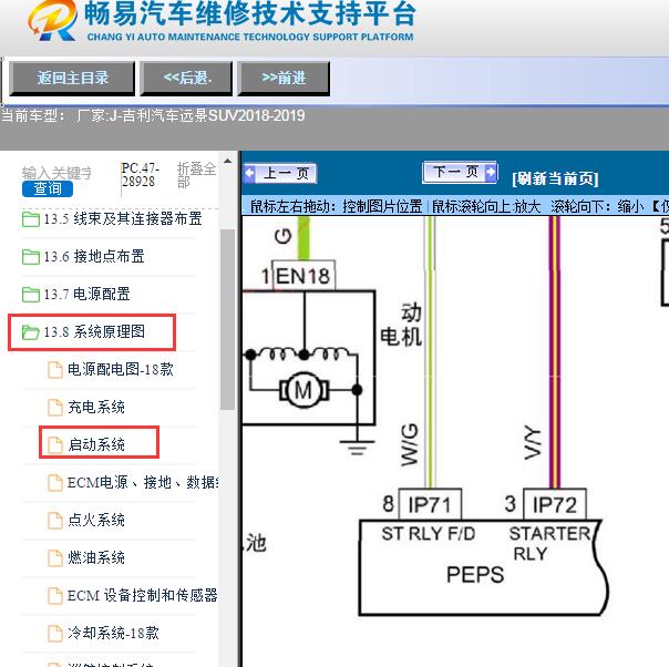 2018-2019年吉利汽车-远景SUV一键启动电路图