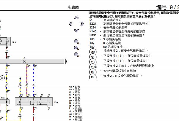 2004年大众POLO 安全气囊和电子助力转向电路图