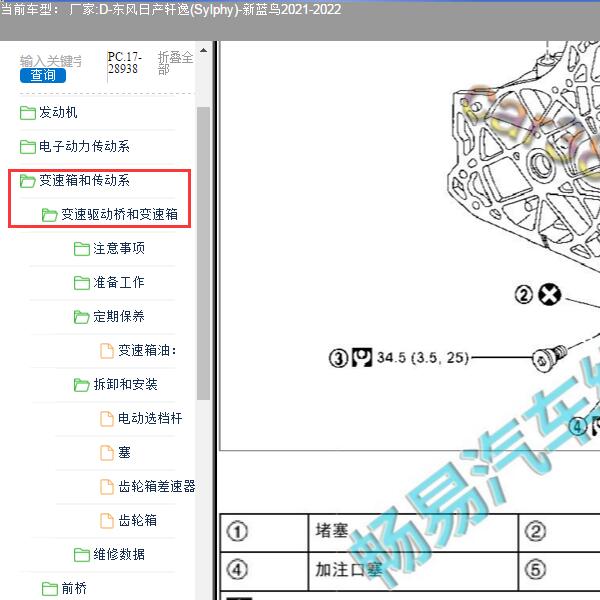 2021-2022年东风日产-轩逸(Sylphy)-新蓝鸟变速箱维修手册