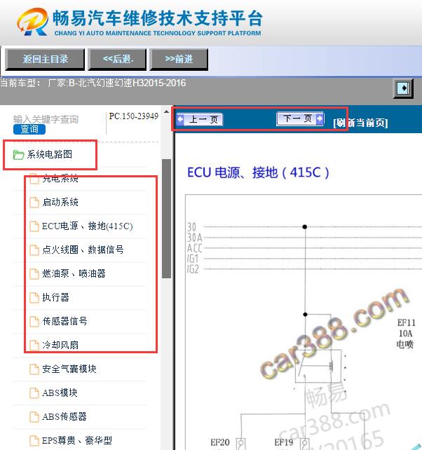 2015-2016年北汽幻速H3发动机电路图