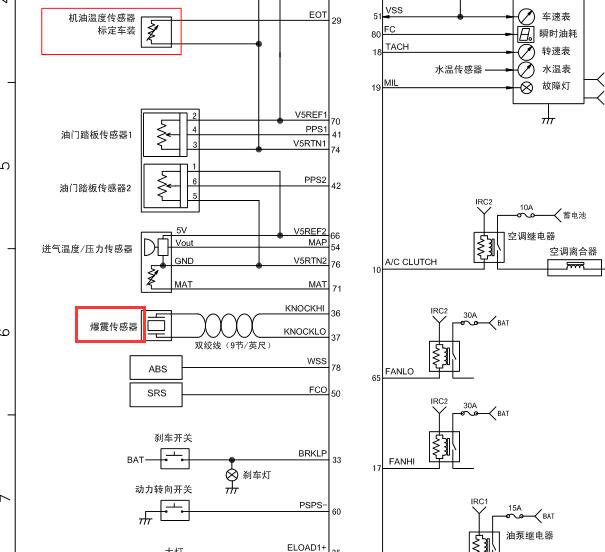 2021年广汽传祺GS4爆震传感器电路图