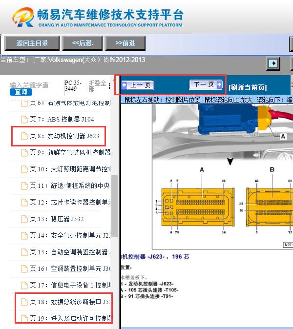2012年大众尚酷   发动机电脑版，无钥匙进入模块，网关摸针脚图