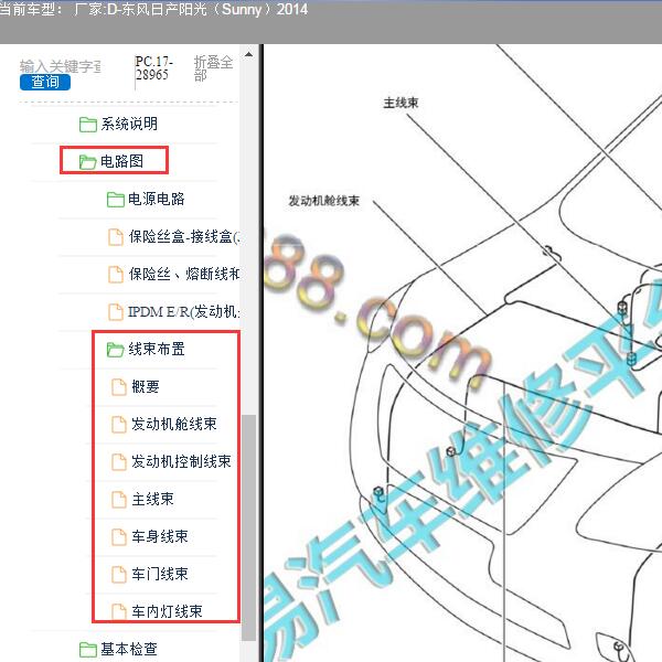 2014年东风日产-阳光（Sunny）线束布置图
