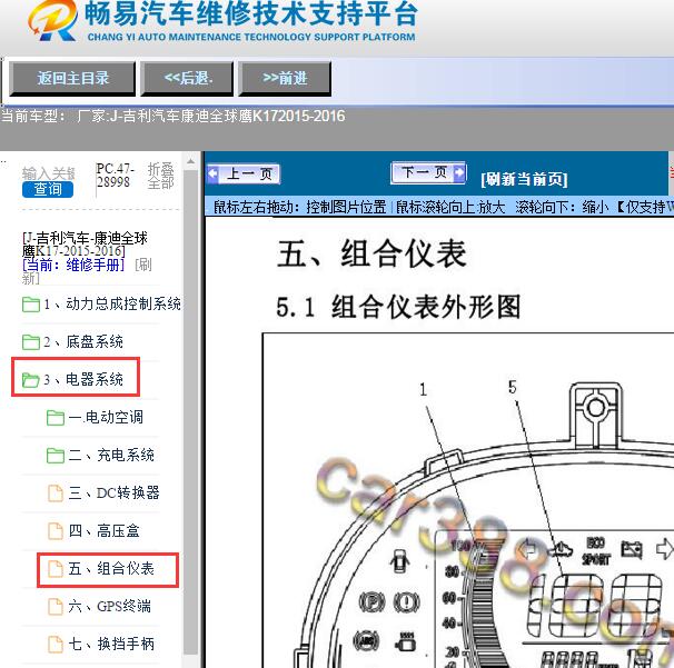 2015-2016年吉利汽车-康迪全球鹰K17组合仪表维修手册