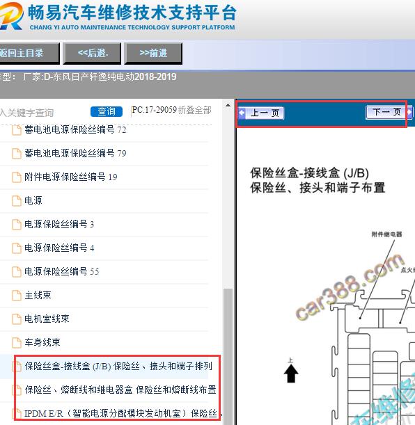 2018-2019年东风日产轩逸纯电动保险丝位置
