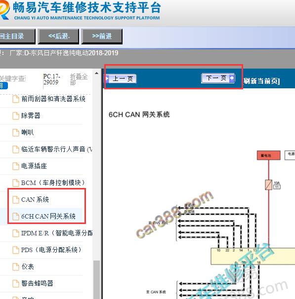 2018-2019年东风日产轩逸纯电动网关电路图