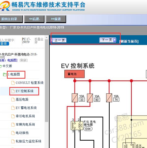 2018-2019年东风日产轩逸纯电动EV控制系统电路图