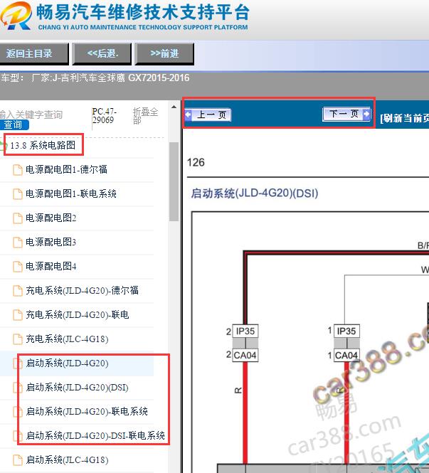 2015-2016年吉利全球鹰GX7启动系统电路图