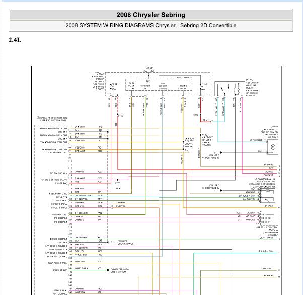 2008年克莱斯勒铂锐发动机电路图