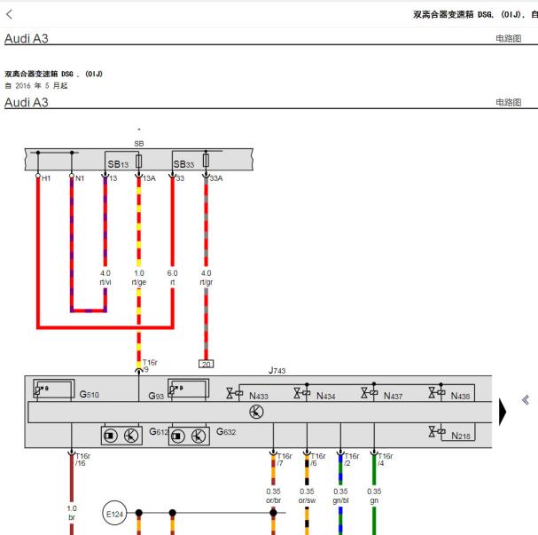 2017年奥迪A3 S3 变速箱电路图