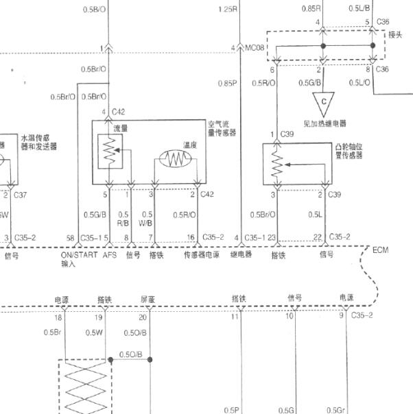 2011-2015年江淮瑞风穿梭空气流量传感器电路图