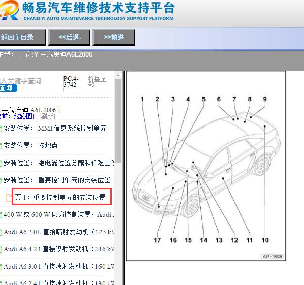 2006年奥迪A6L模块位置
