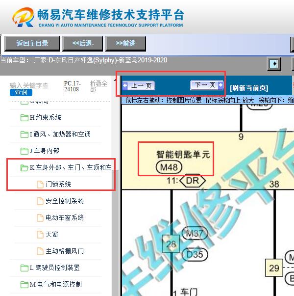 2019-2020年日产轩逸  智能钥匙电路图