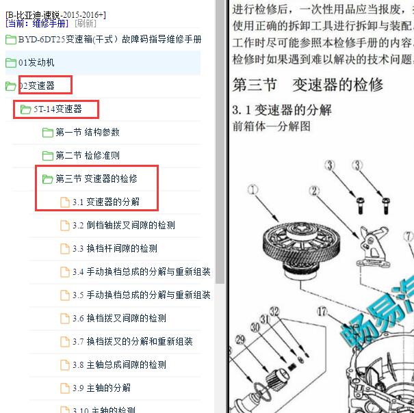 2015年比亚迪速锐变速箱维修手册
