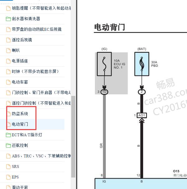 2009-2010年丰田汉兰达 尾门电路图